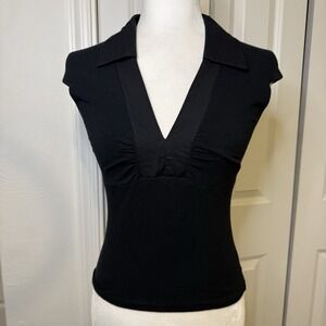 MISDEMEANOR Ladies Sz M  Top draped yoke Slim Fit Short sleeve Vtg Made USA